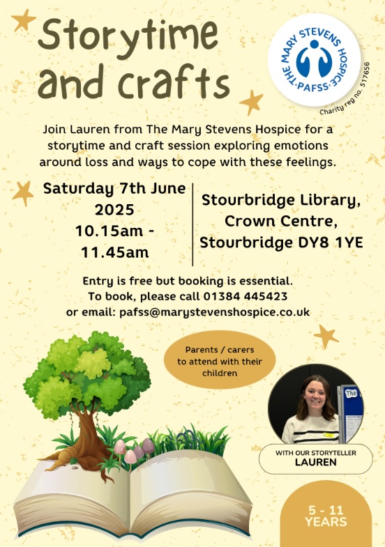 Stourbridge Library - Storytime and Crafts with Mary Stevens Hospice